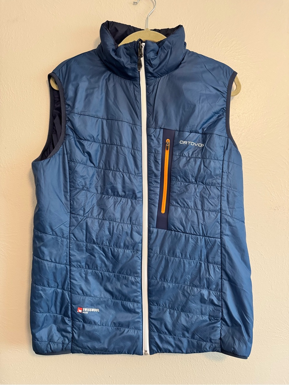 Ortovox Men’s Reversible Blue Swisswool Vest Packable lightweight